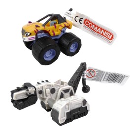 OPO 10 - Set of 2 Dinosaur Tiger Vehicles / COMANSI Cars / 8cm / LFA02