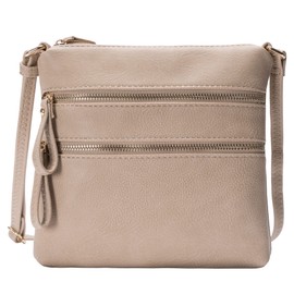 Solene Multi Zipper Pocket Crossbody Bag with Strap, Lightweight Travel bag, Daily Cell Phone Purses Messenger bag-WU085(Brick)