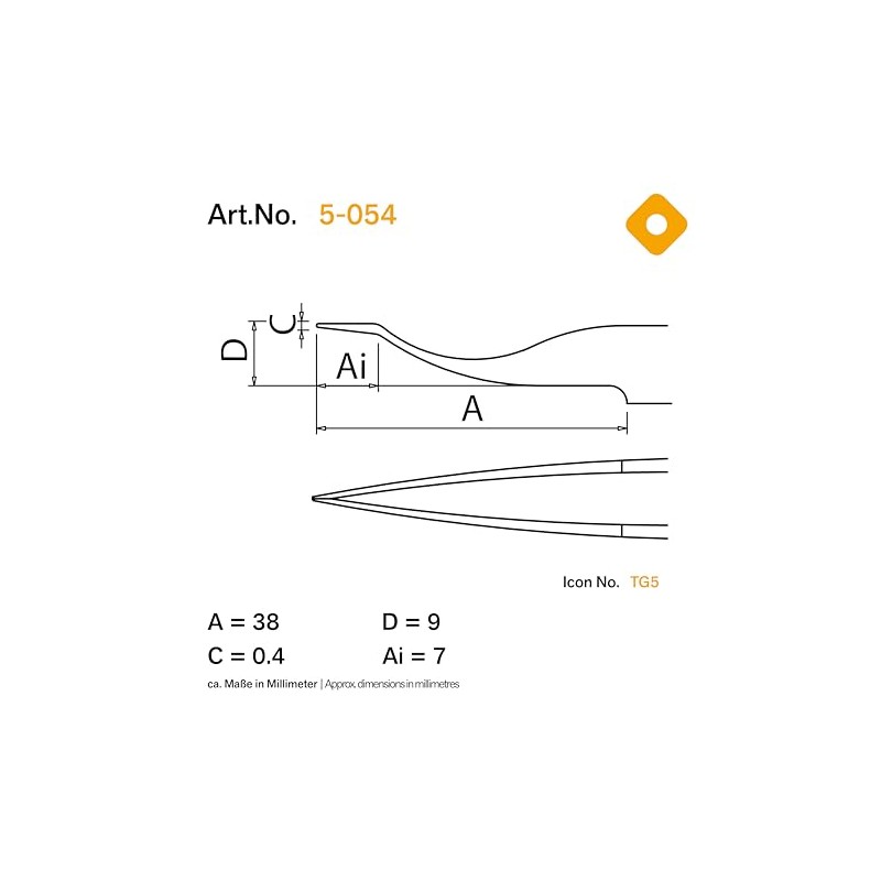 Bernstein 5-054 SMD Tweezers 120 mm Crescent-Shaped, Super Point