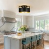 Black Semi Flush Mount Ceiling Light, 15'' Modern Farmhouse Hallway