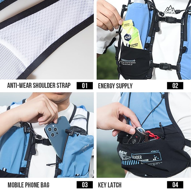 AWKSPORTS 5L Running Hydration Vest Backpack for Men Women, Adjustable