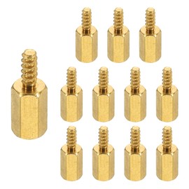 PATIKIL 12pcs M2.5 Male to Female Self-Tapping Hex Standoffs Spacers Pillars, M2.5 8+6mm Brass Motherboard Standoffs Copper