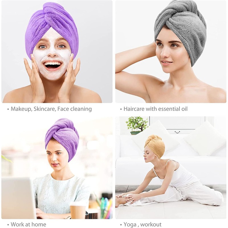 Mumoo Bear 3 Pack Microfiber Hair Drying Towel Wrap Super