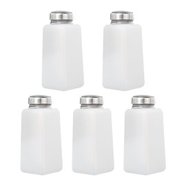 sourcing map Pack of 5 8.5 oz/250 ml Alcohol Press Pump Dispenser Bottle Press Liquid Empty Container White
