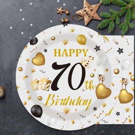 HFBOBP 50PCS Plates and Napkins Set (70th, 7Inch)