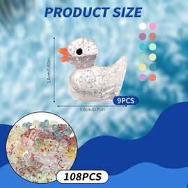 Bliceon Mini Glitter Ducks, 12 Colors, Tiny Resin Ducks for Aquariums, Dollhouses, Fairy Gardens and Landscape Decor, 120Pcs Craft Supplies