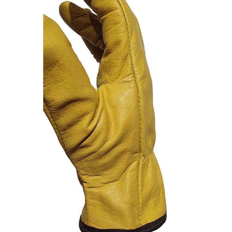 Premium Fleece Lined Yellow Leather Winter Thermal Cold Work Gloves