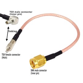 Boobrie SMA to TS9 Coaxial Cable RF Coax Adapter Cable SMA Male to TS9 Female Straight Connector Jumper Cable RG316 Extension Low Loss 5.9 Inch Pack of 2