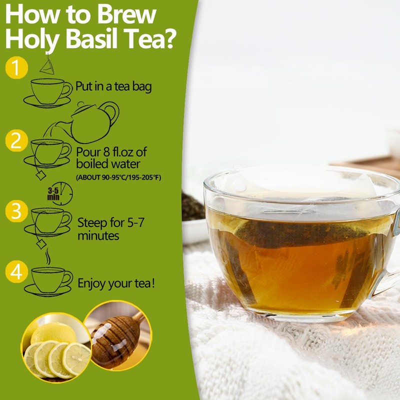 Premium 50 Holy Basil Tea Bags, Made with 100% Natural