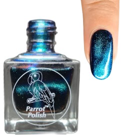 Parrot Polish Tabby Cat Magnetic Nail Polish, Ultrachrome Green/Purple/Blue Color Lacquer