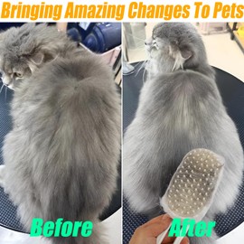 Nesgther Upgrade Electric Cat Brush, Multifunctional Steam Brush for Dogs and Cats, Pet Hair Removal Comb with Massage, 3 in 1 Hair Removal Comb with Spray Massage (Orange Brown)