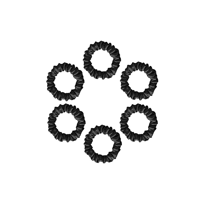 SILVR BEAR Luxury Satin Skinny Black Scrunchies