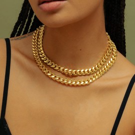 Gold Chain Men Thick Stainless Steel Chain for Men Curb Chains Hip Hop Necklace Cuban Link Choker for Women