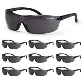 ANTENG 12 PACK Safety Glasses for Men, Tinted Safety Glasses for Men, Transition Safety Gloggles for Women, Anti Impact Safety Gloggles, with Cleaning Cloth, Portable Bags, for Outdoor Worker