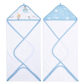 aden + anais essentials 100% Cotton Hooded Towel for Boys & Girls, Soft Baby Bath Towel, Towel Wrap for Kids, Toddlers & Infants, Best Idea, 2 Pack, space explorers 76x76cm, EHTC20021B