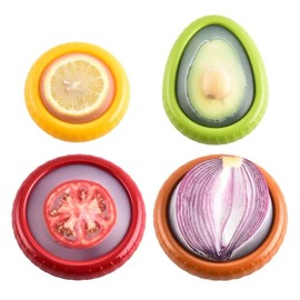 4 Piezas Almacenamiento de Silicona, Reutilizables Organizador de Refrigerador para Frutas y Verduras, Aguacate, Cebolla, Jitomate, Limones, Tomates, Patatas
