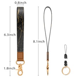 ZAXMEY Wrist Lanyard for Keys, Cute Wrist Strap Lanyard, Key Chain Holders, Wristband Key Chain, Key Wrist Straps, Car Key Holder for Men and Women, Black Marble