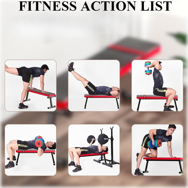 Flat Weight Bench, Multi-Position Bench Press for Full Body Workout,