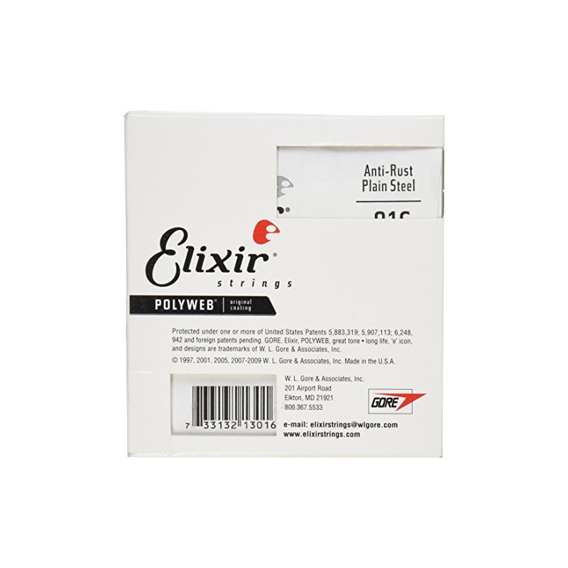 Elixir® Strings Bare Steel Single Strings with Anti-Rust Pad (.016)