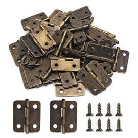 20 Pack Small Mini Hinges for Wooden Jewelry Box, Antique Bronze Folding Butt Hinges, Brass Cabinet Door Hinges for Craft, DIY, Furniture Repair, 2 Hole Mounting Hardware (20mm x 15mm)