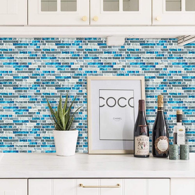 STICKGOO 10-Sheet Peel and Stick Backsplash Tiles Blue, Self Adhesive