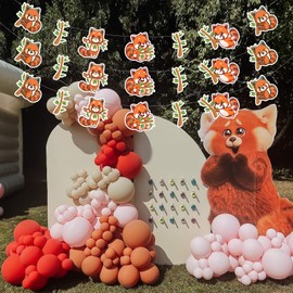 Sursurprise Red Panda Party Decorations, 3PCS Red Panda Banners, Red Panda Birthday Baby Shower Decorations Party Supplies