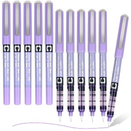 MOTIBACK 10PCS Purple Pens - 0.5mm Rollerball Ink Pens for Smooth Writing, School, Office, Journaling & Coloring, Vibrant Purple Ink, Non-Smudge Quick-Dry Pens for Kids & Adults Stationery Supplies