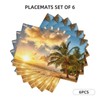 Sunset Hawaiian Palm Tree Print Imitation Linen Placemats Non-Slip Heat