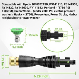 FIXFANS Pressure Washer Gun Adapter with 5 Spray Nozzles and 1 Tips Holder - Power Washer Wand Replacement Kit - Compatible with Some Ryobi, Portland, Husky Electric Pressure Washers Black
