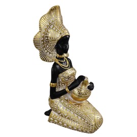 Lescafita African Lady Statue with African Tribal Totem for Wedding, Church, Festival Decoration - African Decorative Female Statue for Home and Display case Decoration