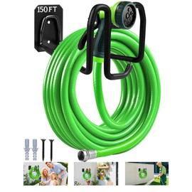 Garden Hose Holder Wall Mount - Metal Hose Hanger with Hook Heavy Duty Garden Hose Reel Sturdy Water Hose Holders for Outside Yard Lawn Storage