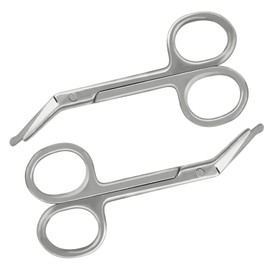Ostomy Scissors Curved Blunt Tips, Small Scissors for Colostomy Bag and Wafer-2 Pack