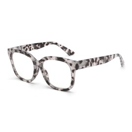 JM Blue Light Filter Glasses Women Men Oversized Large Square Computer Glasses Blue Light Filter Anti-Glare, Grey Tortoise, L