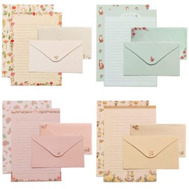 5WYOUKE Envelopes Letter Set, Set of 12, Stylish, Luxury Message Cards, Announcements, Greeting Cards, Postcards, Invitations, No Postal Code Frames, For Business, Weddings, Business Envelopes, Office Envelopes, Includes 24 Message Stickers