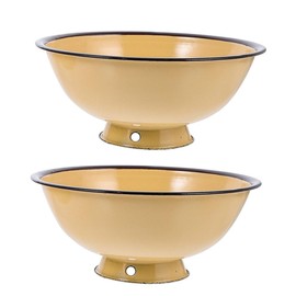 SHOWERORO 2 Pcs Vintage Enamel Rice Bowls Ramen Storage Bowls Japanese Style Mixing Bowls with Lids Enamel Tableware for Kitchen and Dining