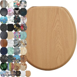 Sanilo Toilet Seat ROUND with Soft Close, Quiet and Slow Close Lid and Seat, Strong Bumpers and Hinges, Wood