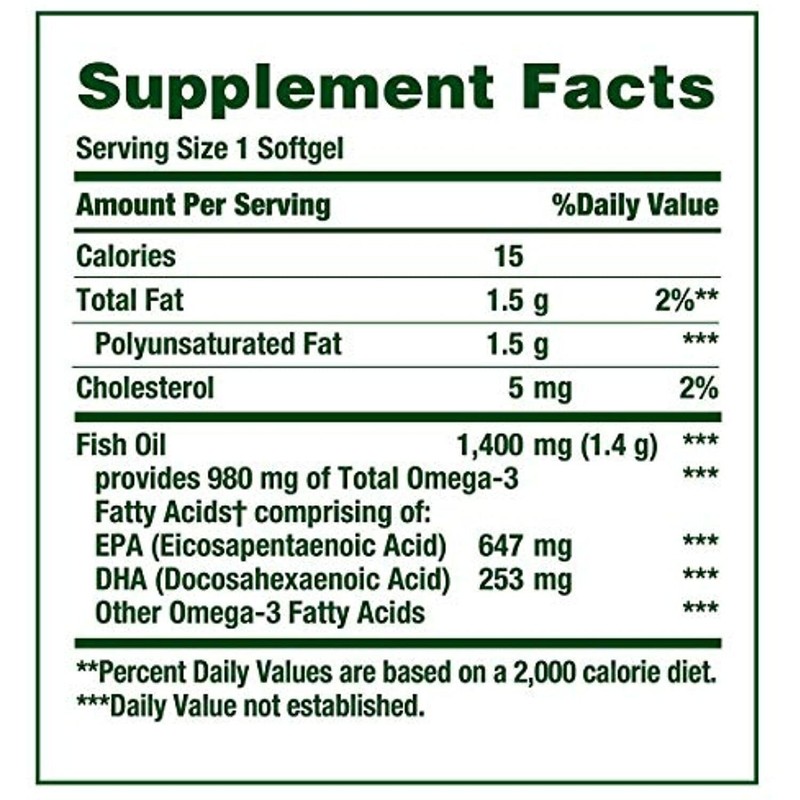 Nature's Bounty NB Fish Oil 1400 mg Omega-3 Softgels