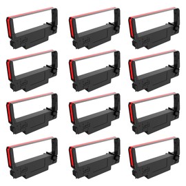 moida Compatible Ink Ribbon for ERC30 ERC34 ERC38 Black/Red, for POS Receipt & Kitchen Printers, with Advanced Ultrasonic Welding Technology, Individually Sealed for Freshness and Longevity (12p)