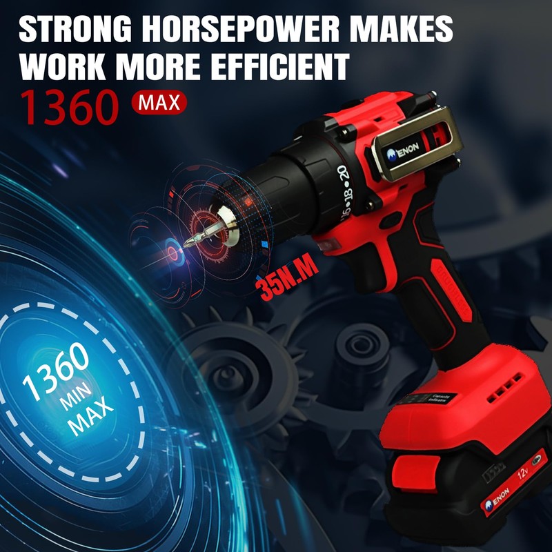 Brushless Cordless Drill Set,12V Power Drill Set with Battery and