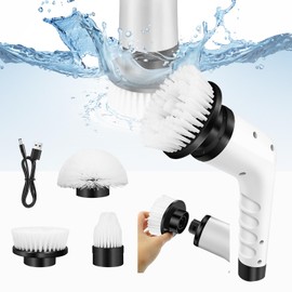 3-in-1 Cordless Cleaning Brush with 3 Replaceable Brush Heads,Electric Spin Scrubber with 2 Adjustable Speeds, Handheld Small Cleaning Brush for Bathroom,Tub,Ceramic Tiles,Window