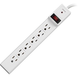 Compucessory 55155 Power Strip,6 Outlet,Built-in Circuit Breaker,6-Ft Cord,Gray