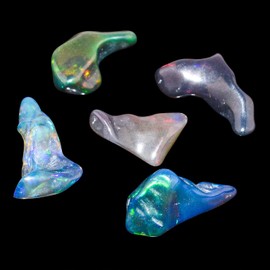 5pcs Ultra Fire Natural Organic Black Ethiopian Opal Crystal Gemstone, Chakra Healing Crystal, Polished Rough Stones, October Birthstone, Jewelry Making Supplies, Christmas Gifts, DIY Crafts