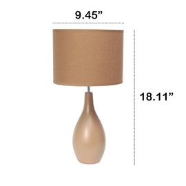 Maykoosh Baroque Bonanza Traditional Standard Ceramic Dewdrop Table Desk Lamp with Matching Fabric Shade for Decor, Bedroom, Living Room, Dining Room, Foyer, Light Brown