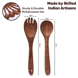 AURUM Wooden Spatula Spoons Set for Cooking & Serving || Teak Wood Spatulas Utensil Set for Nonstick Pans & Cookware (Set of 2)