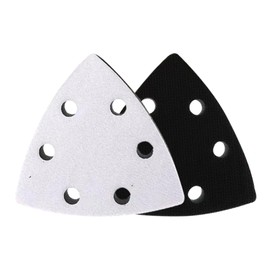 2 x Replacement Velcro Protective Pad for Delta Sander, Sanding Plate, 93 x 93 x 93 mm, 6-Hole, Velcro Protection Pad for Better Adhesion of Sandpaper, Triangle Sander, Black + White