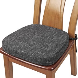 SINOSSO Thickened 2.5" Dining Chair Cushion, Soft Blended High Density Support Foam Kitchen Seat Cushion with Ties, U-Shaped Non-Slip Indoor Chair Pad, 16.5" x 16", 1 PCS, Light Gray