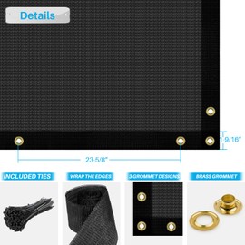 Patio 4 x 40 Fence Privacy Screen Black Commercial Grade Mesh Shade Fabric with Brass Gromment Outdoor Windscreen with Zipties
