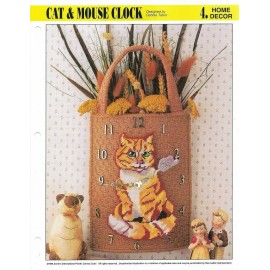 Annie's Attic NEW CAT & MOUSE CLOCK HOME DECOR ANNIE'S PLASTIC CANVAS PATTERN INSTRUCTIONS