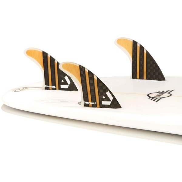 DORSAL Surfboard Fins Carbon Bamboo Thruster Set (3) Honeycomb FCS Base