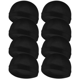 4Pcs Wave Cap for Men Silky Durags Elastic Band Wave Caps for 360 540 720 Waves Soft Breathable Satin Durag(Black,8PCS)